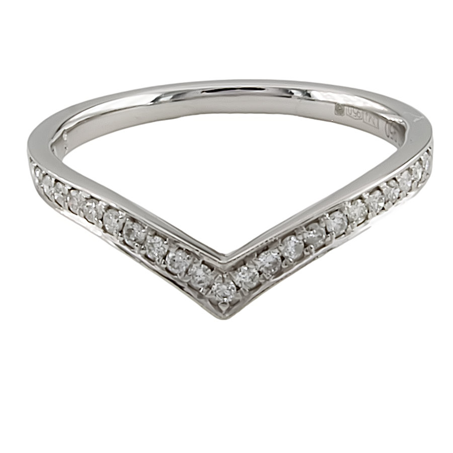 Platinum Diamond Wishbone Ring Size L